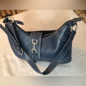 Elegant Navy Blue Shoulder Bag with buckle strap by Croft and Barrow